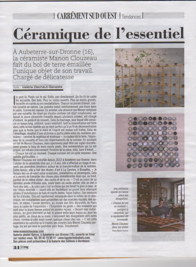 article sud ouest manon clouzeau